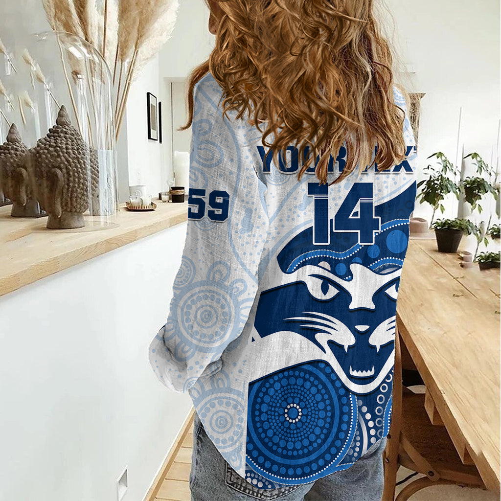 Personalised Geelong Football Women Casual Shirt Go Cats Indigenous Art LT14