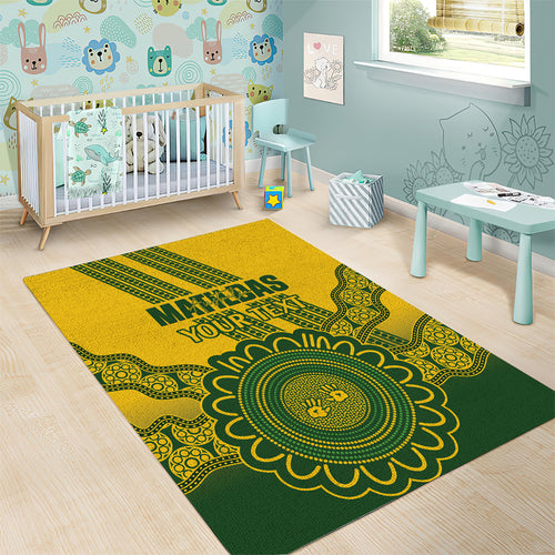 Custom Australia Matildas Area Rug Aussie Aboriginal Gold Version
