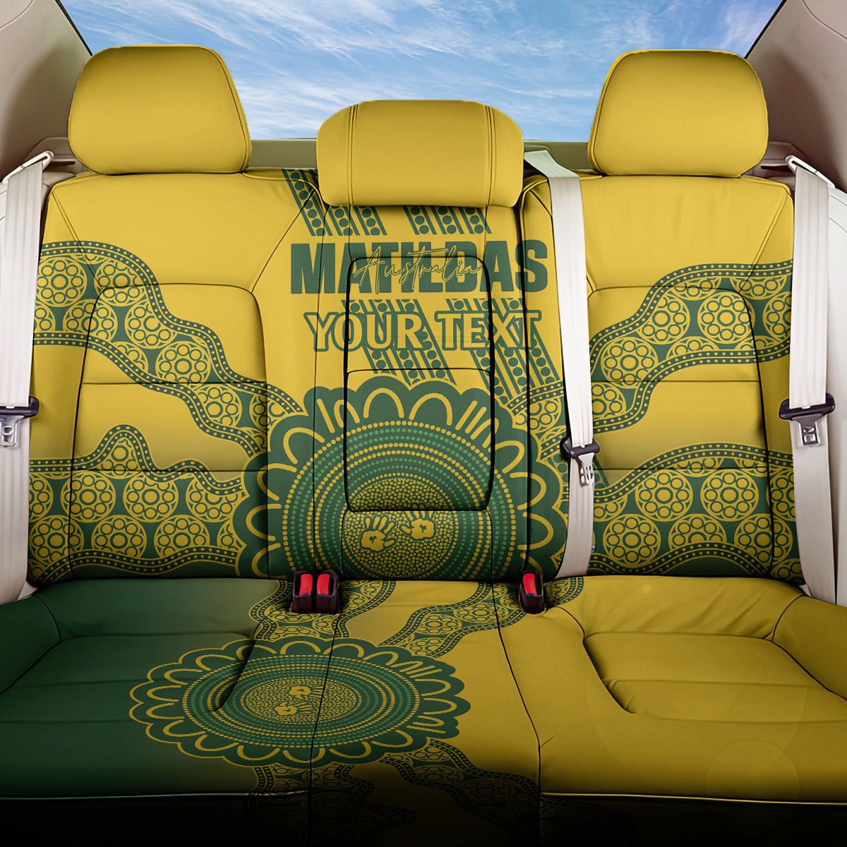 Custom Australia Matildas Back Car Seat Cover Aussie Aboriginal Gold Version