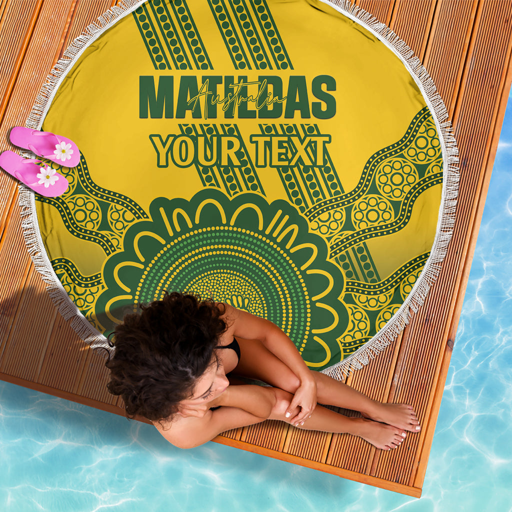 Custom Australia Matildas Beach Blanket Aussie Aboriginal Gold Version