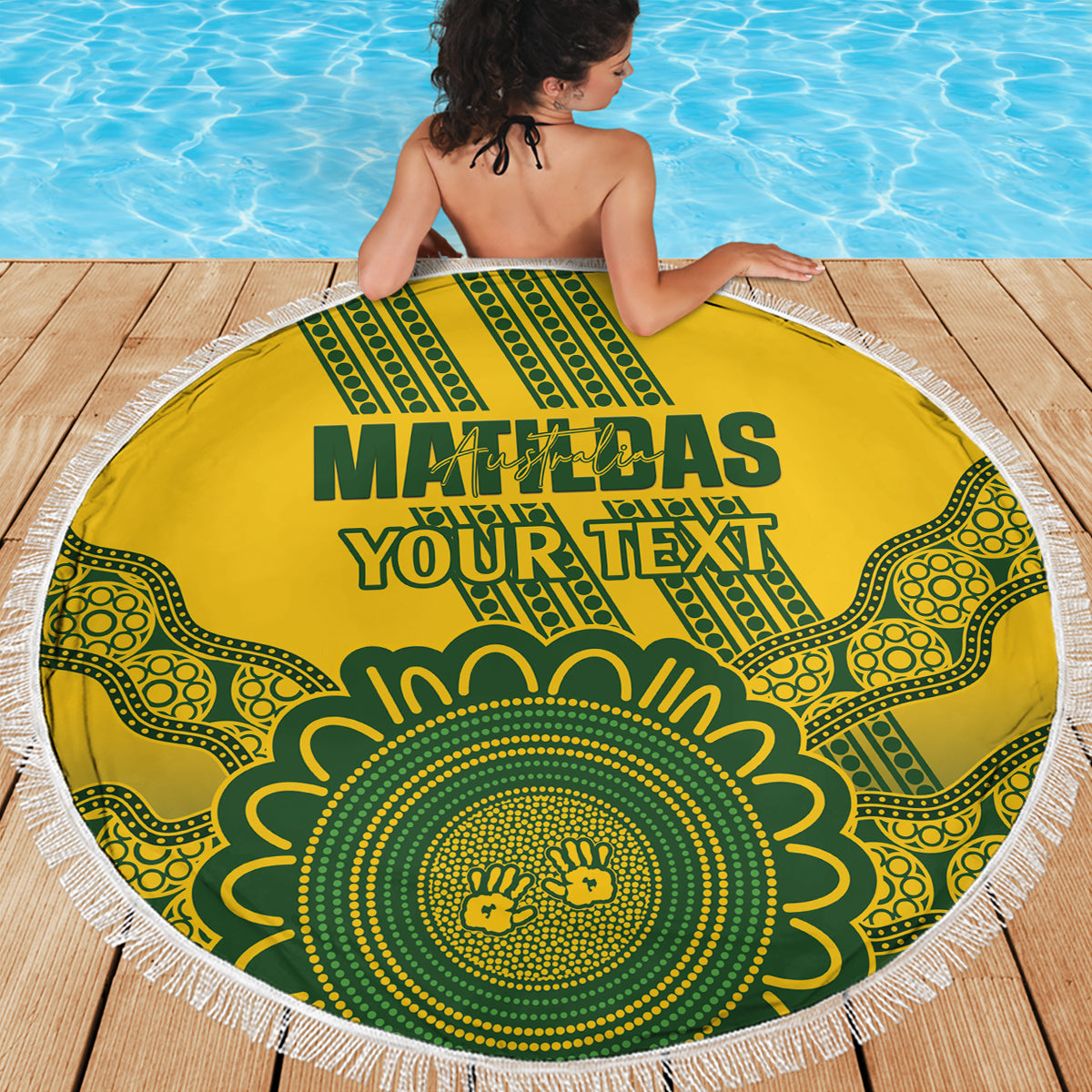 Custom Australia Matildas Beach Blanket Aussie Aboriginal Gold Version