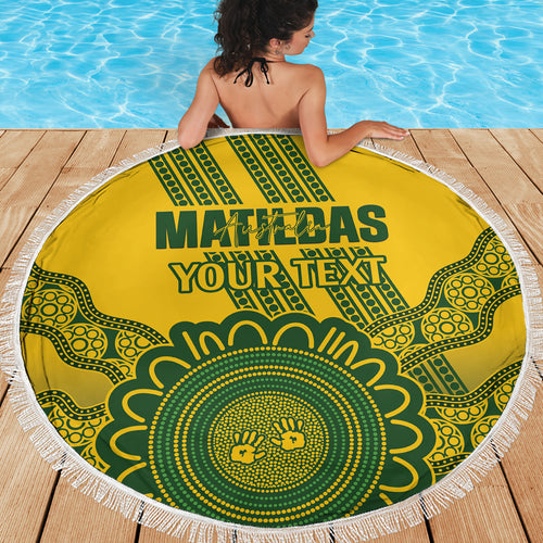 Custom Australia Matildas Beach Blanket Aussie Aboriginal Gold Version