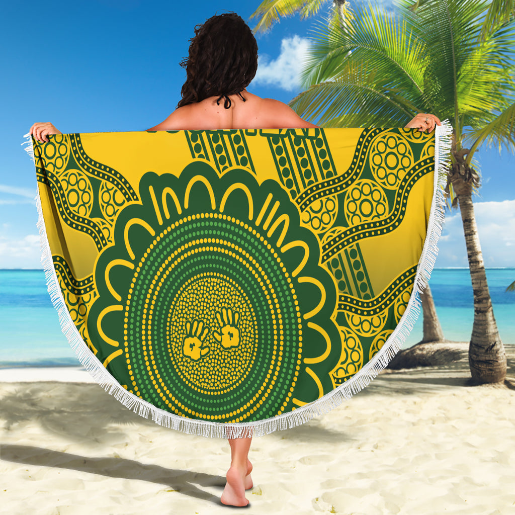 Custom Australia Matildas Beach Blanket Aussie Aboriginal Gold Version