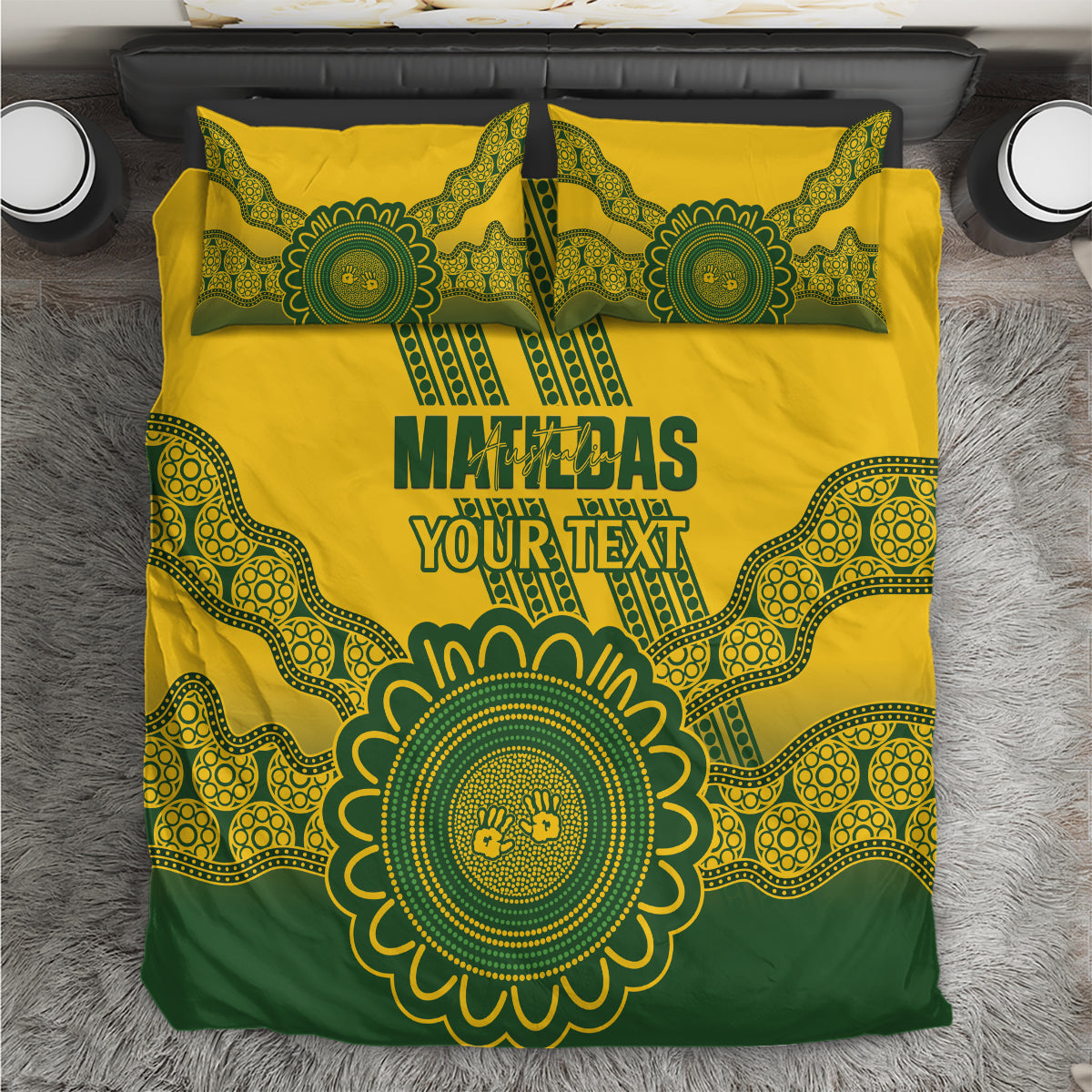 Custom Australia Matildas Bedding Set Aussie Aboriginal Gold Version