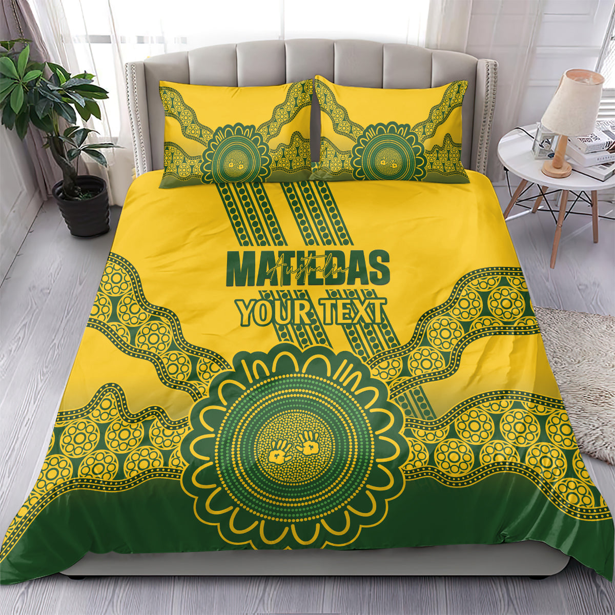 Custom Australia Matildas Bedding Set Aussie Aboriginal Gold Version