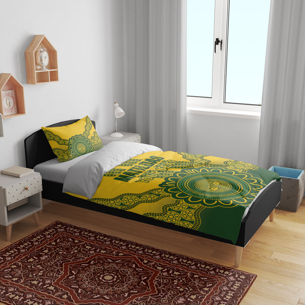 Custom Australia Matildas Bedding Set Aussie Aboriginal Gold Version
