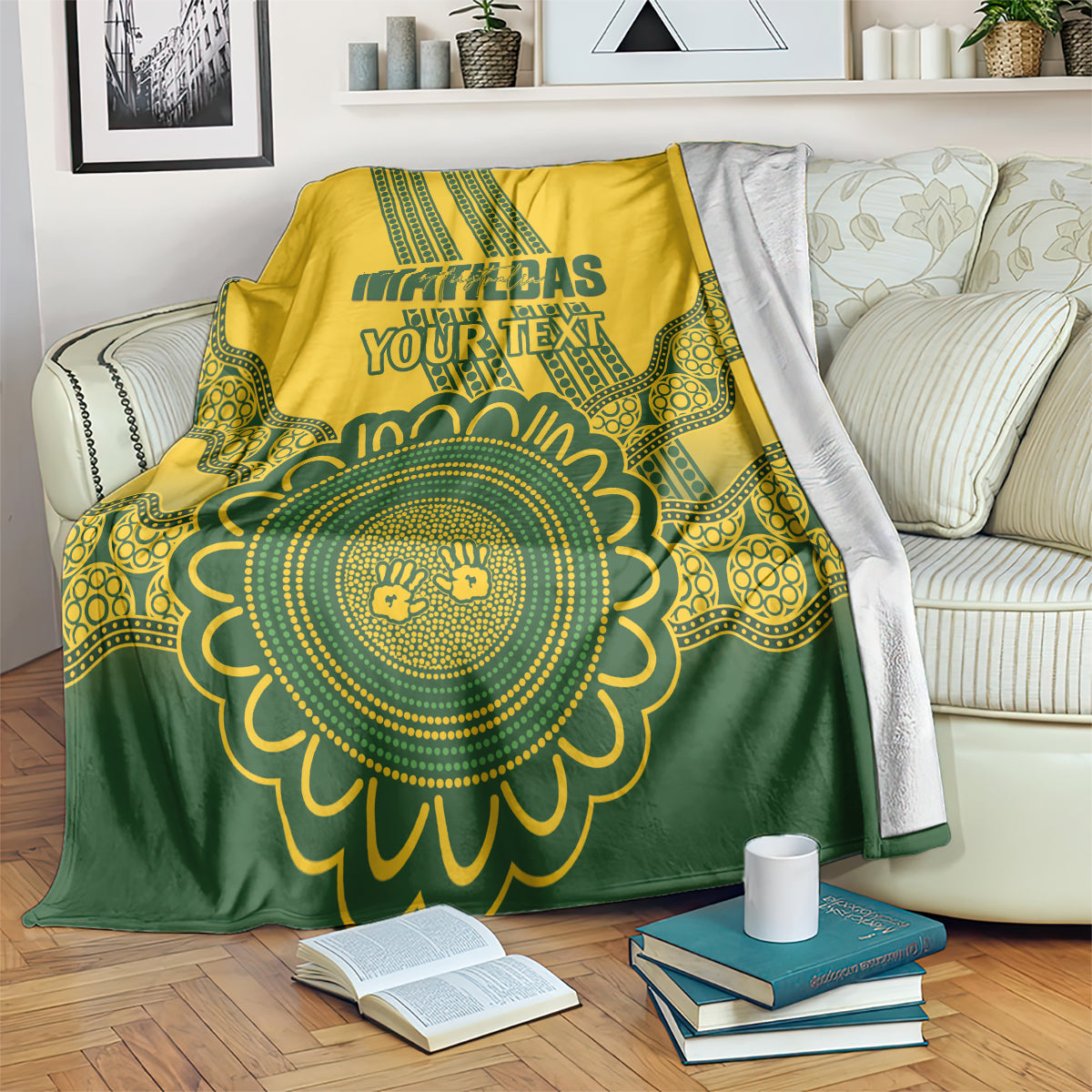 Custom Australia Matildas Blanket Aussie Aboriginal Gold Version