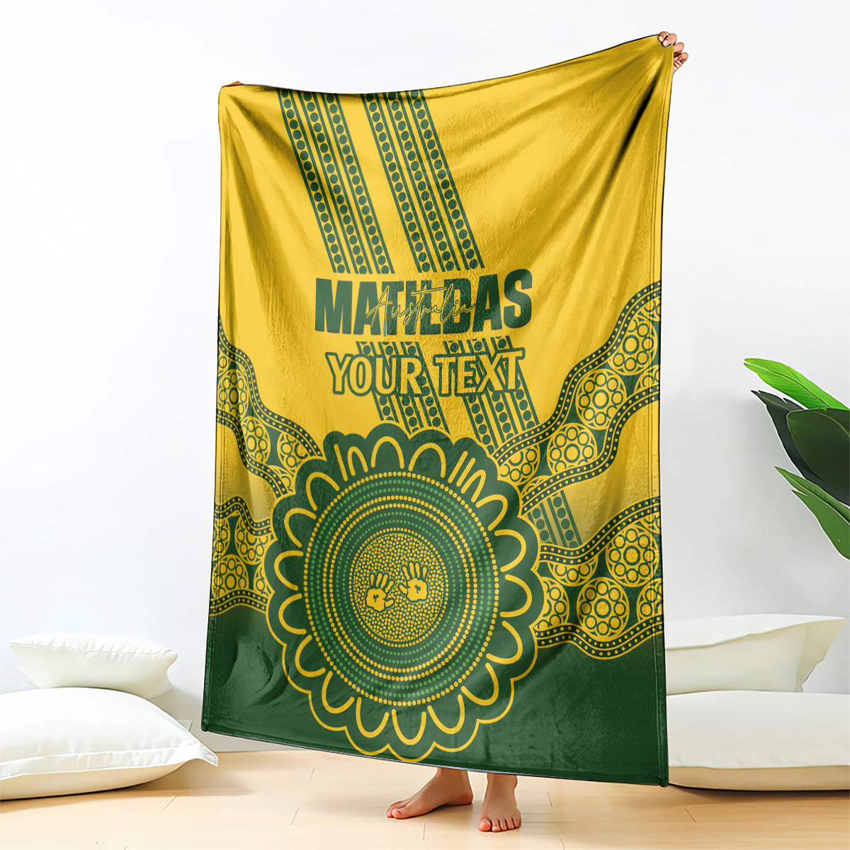 Custom Australia Matildas Blanket Aussie Aboriginal Gold Version