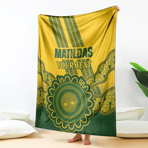 Custom Australia Matildas Blanket Aussie Aboriginal Gold Version