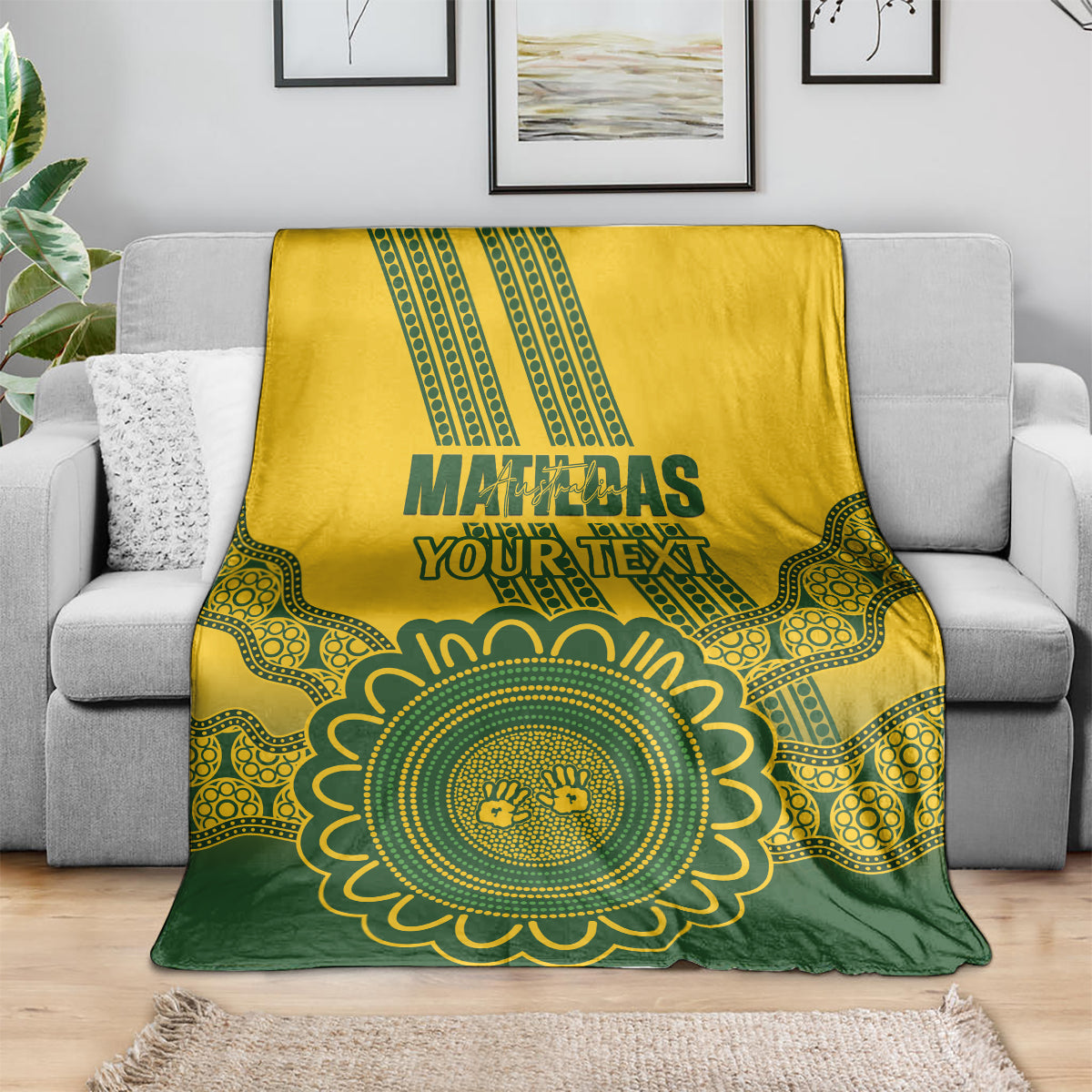 Custom Australia Matildas Blanket Aussie Aboriginal Gold Version