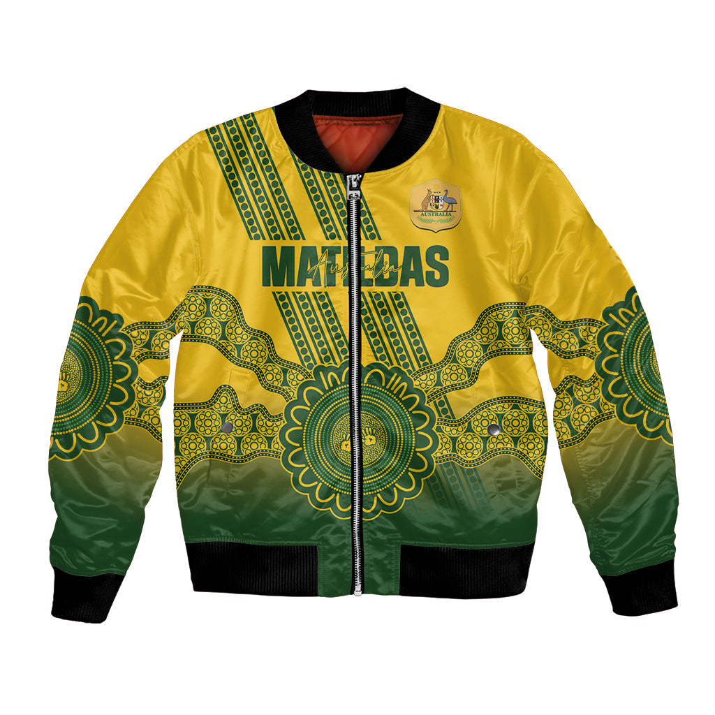 Custom Australia Matildas Bomber Jacket Aussie Aboriginal Gold Version
