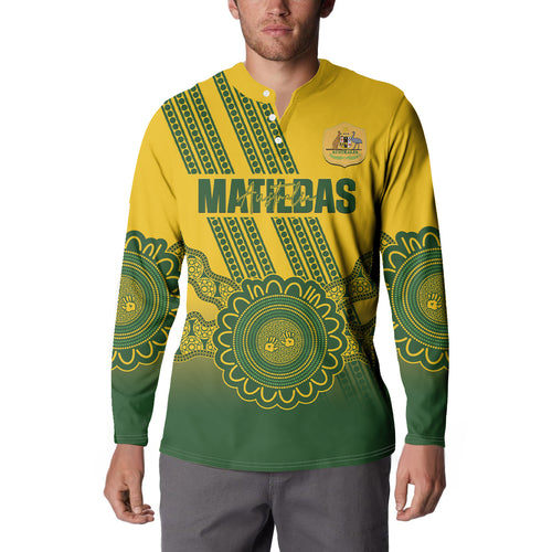Custom Australia Matildas Button Sweatshirt Aussie Aboriginal Gold Version