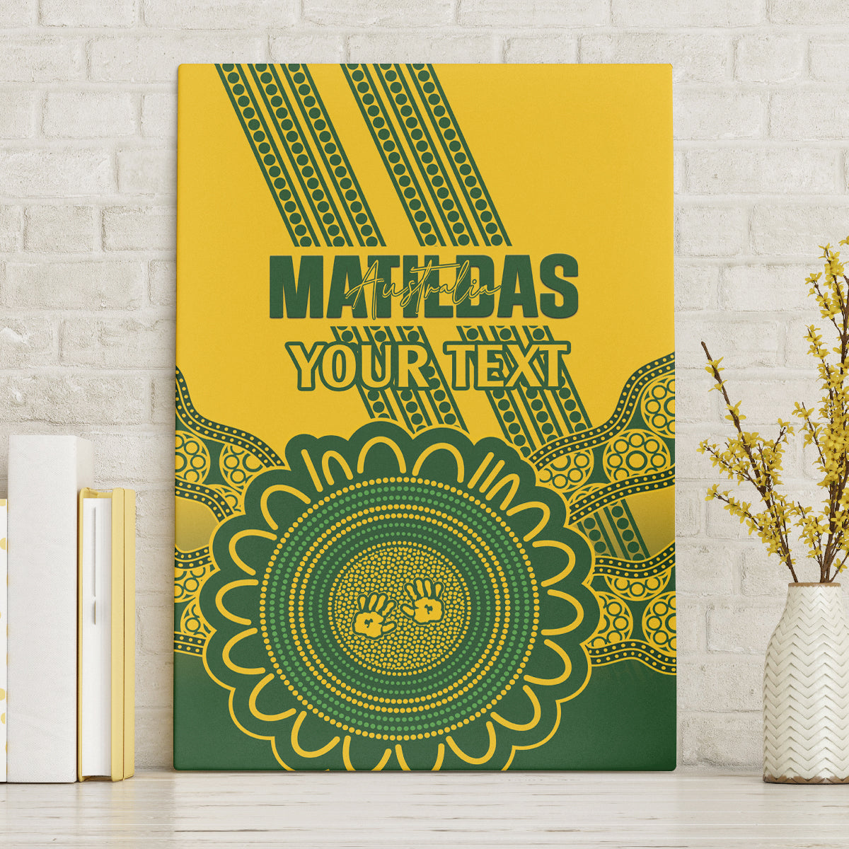 Custom Australia Matildas Canvas Wall Art Aussie Aboriginal Gold Version