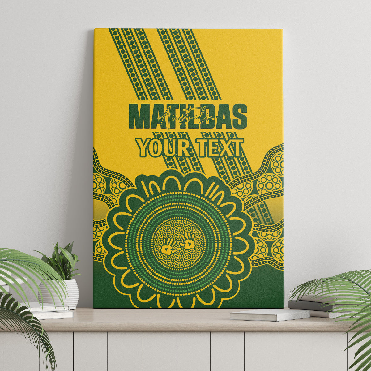Custom Australia Matildas Canvas Wall Art Aussie Aboriginal Gold Version