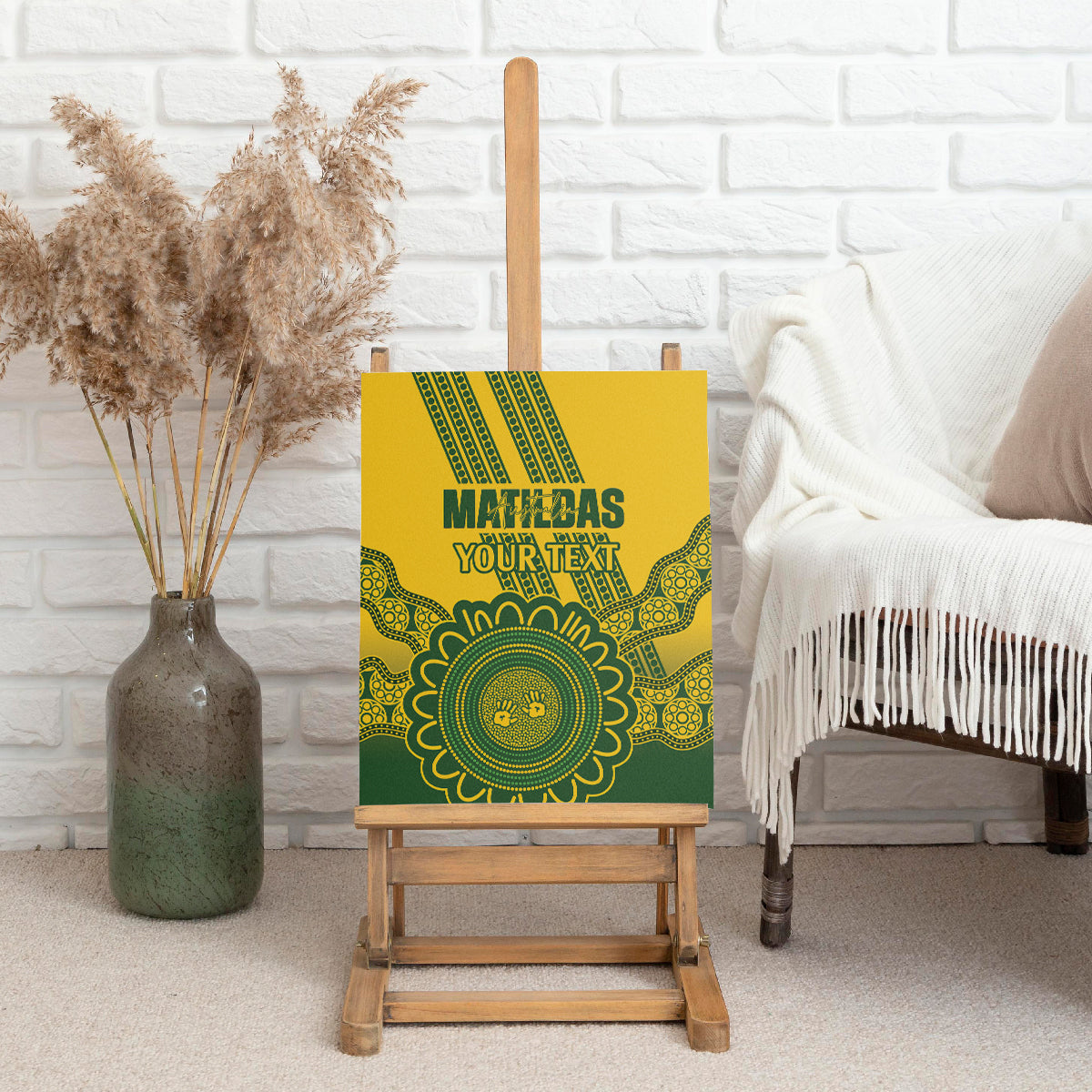 Custom Australia Matildas Canvas Wall Art Aussie Aboriginal Gold Version