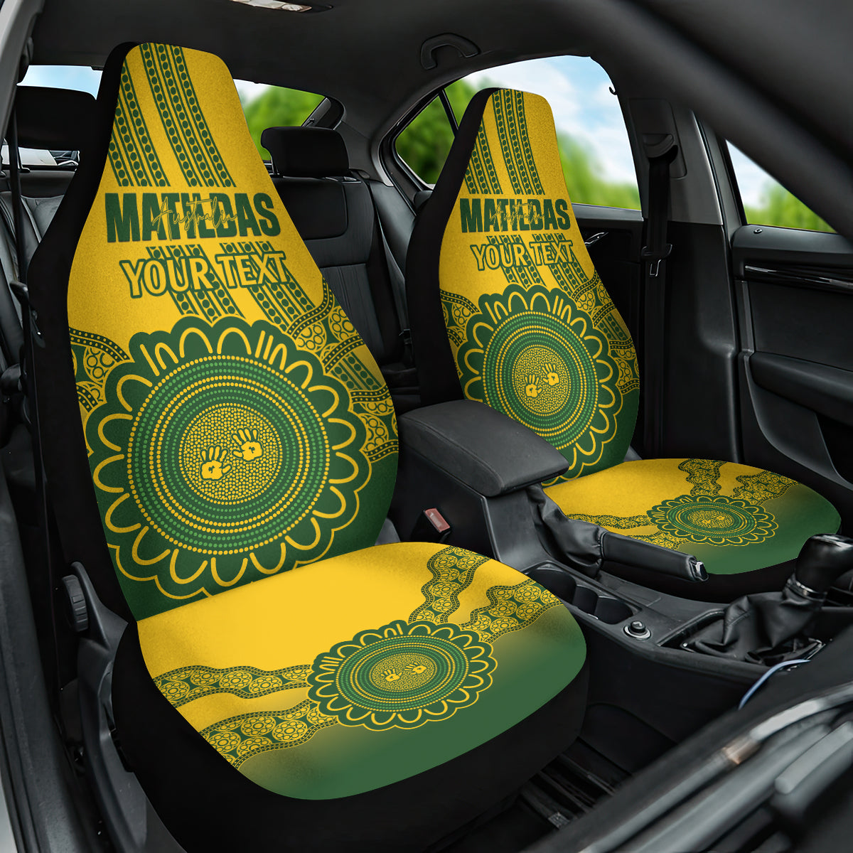 Custom Australia Matildas Car Seat Cover Aussie Aboriginal Gold Version