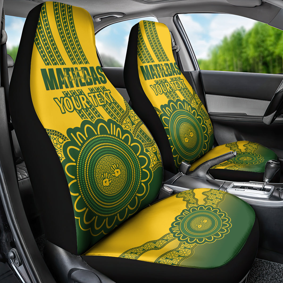 Custom Australia Matildas Car Seat Cover Aussie Aboriginal Gold Version
