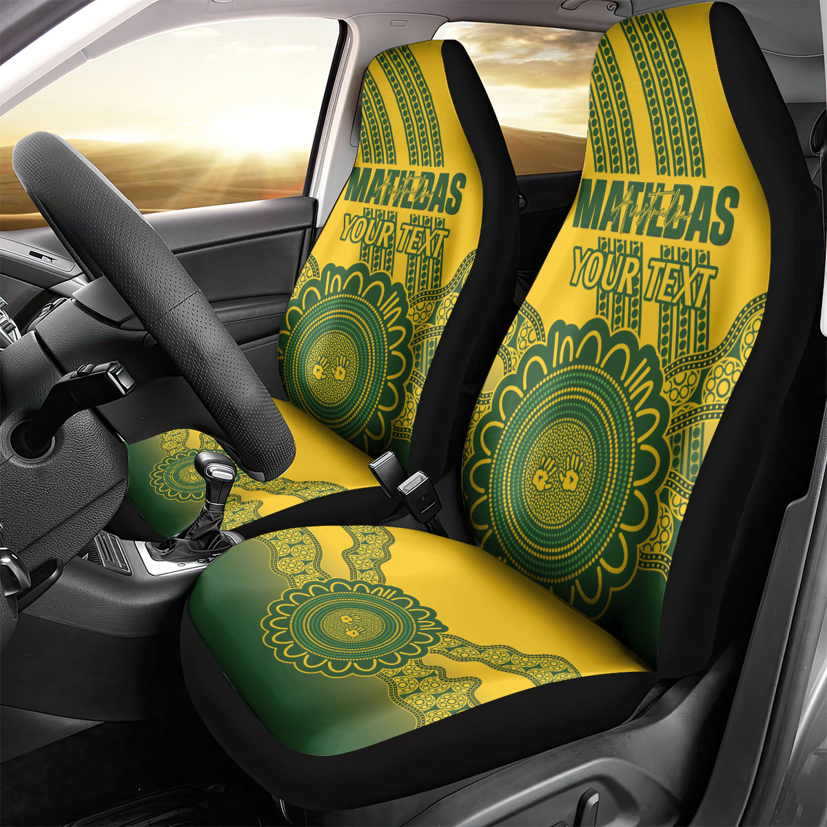 Custom Australia Matildas Car Seat Cover Aussie Aboriginal Gold Version