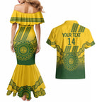 Custom Australia Matildas Couples Matching Mermaid Dress and Hawaiian Shirt Aussie Aboriginal Gold Version