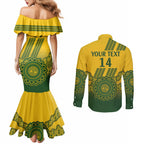 Custom Australia Matildas Couples Matching Mermaid Dress and Long Sleeve Button Shirt Aussie Aboriginal Gold Version