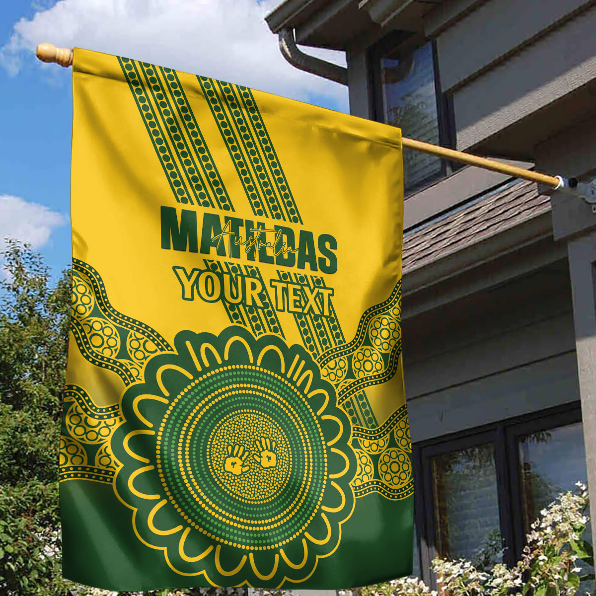 Custom Australia Matildas Garden Flag Aussie Aboriginal Gold Version