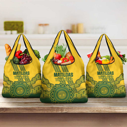 Custom Australia Matildas Grocery Bag Aussie Aboriginal Gold Version