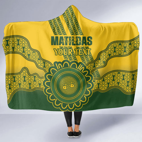 Custom Australia Matildas Hooded Blanket Aussie Aboriginal Gold Version
