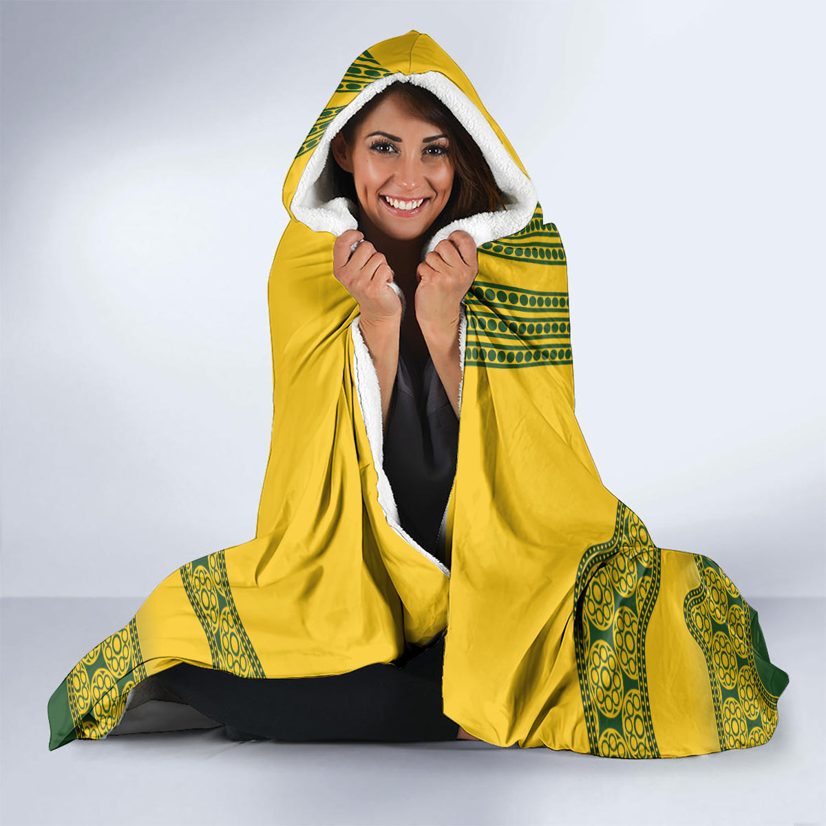 Custom Australia Matildas Hooded Blanket Aussie Aboriginal Gold Version