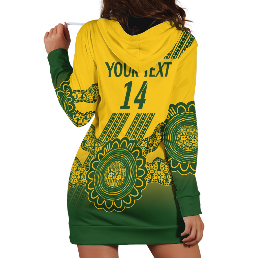 Custom Australia Matildas Hoodie Dress Aussie Aboriginal Gold Version