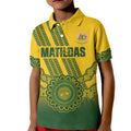 Custom Australia Matildas Kid Polo Shirt Aussie Aboriginal Gold Version