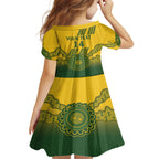 Custom Australia Matildas Kid Short Sleeve Dress Aussie Aboriginal Gold Version