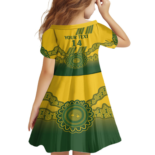 Custom Australia Matildas Kid Short Sleeve Dress Aussie Aboriginal Gold Version