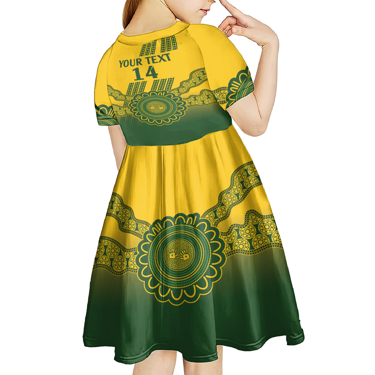 Custom Australia Matildas Kid Short Sleeve Dress Aussie Aboriginal Gold Version