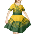 Custom Australia Matildas Kid Short Sleeve Dress Aussie Aboriginal Gold Version