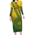Custom Australia Matildas Long Sleeve Bodycon Dress Aussie Aboriginal Gold Version