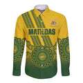 Custom Australia Matildas Long Sleeve Button Shirt Aussie Aboriginal Gold Version