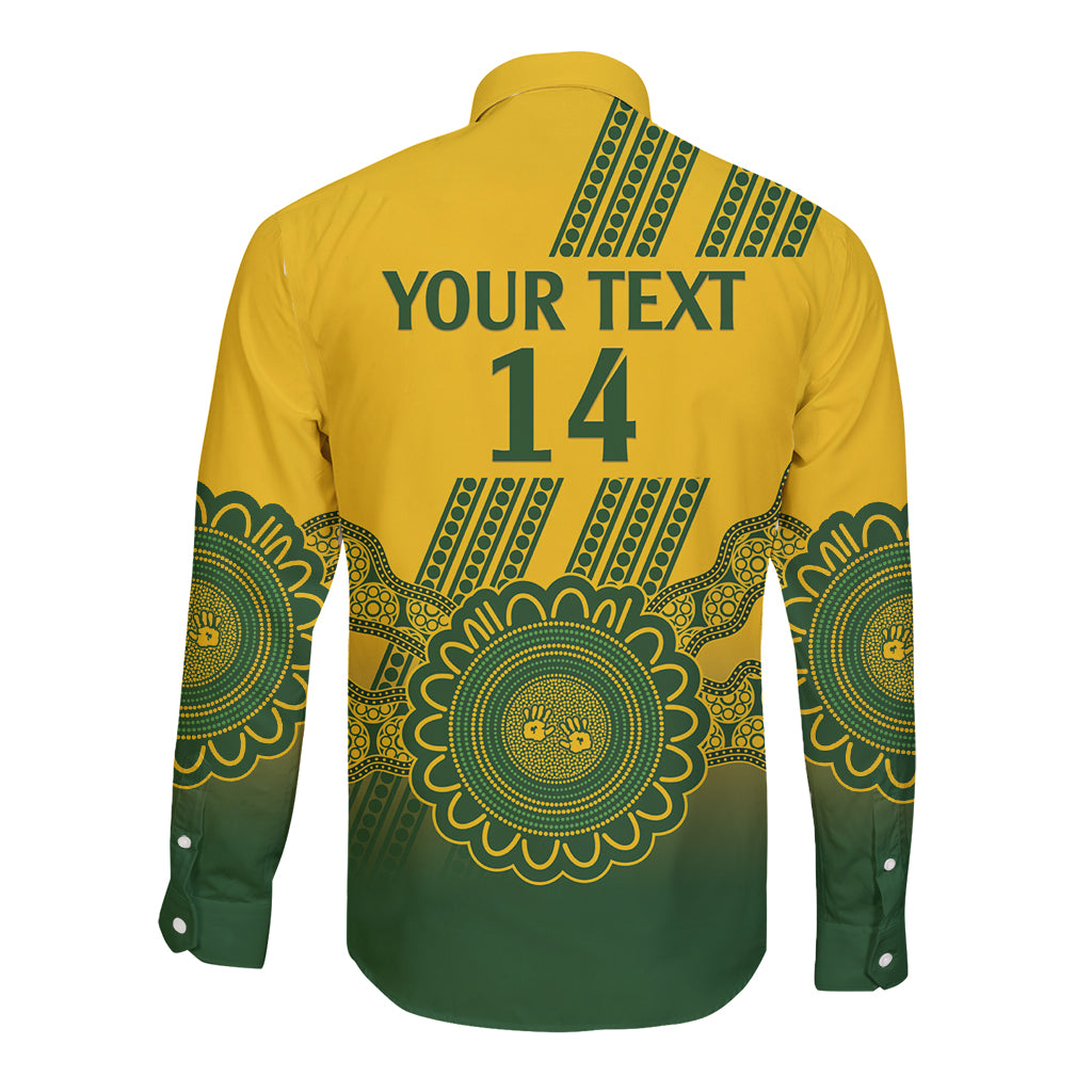 Custom Australia Matildas Long Sleeve Button Shirt Aussie Aboriginal Gold Version