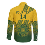 Custom Australia Matildas Long Sleeve Button Shirt Aussie Aboriginal Gold Version