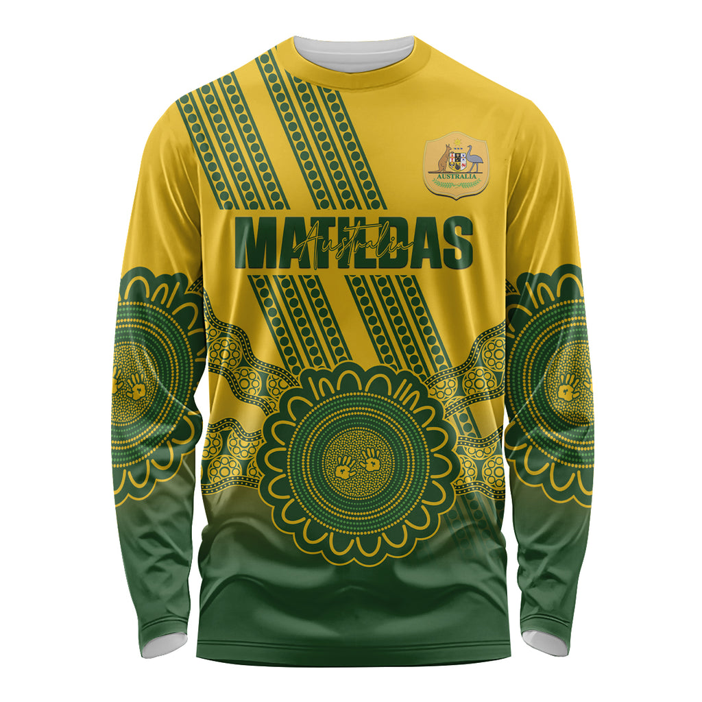 Custom Australia Matildas Long Sleeve Shirt Aussie Aboriginal Gold Version