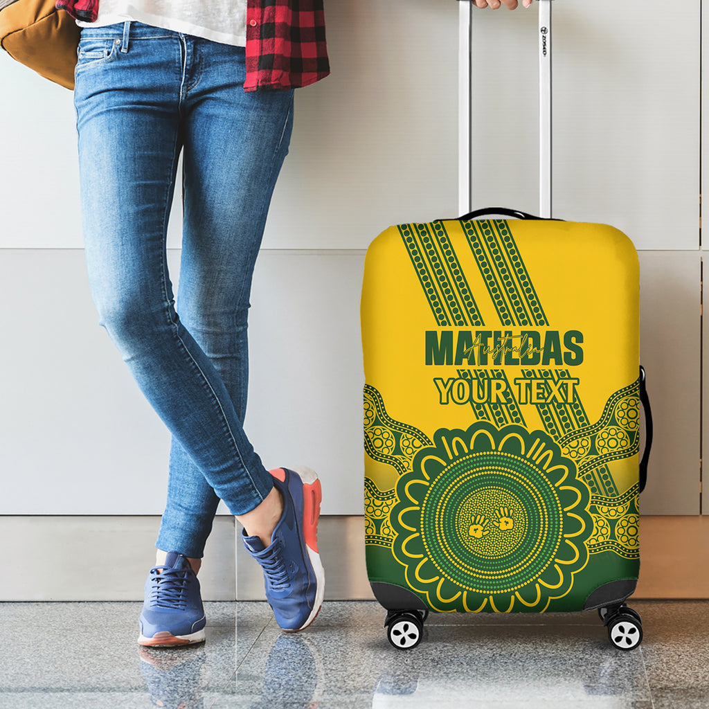 Custom Australia Matildas Luggage Cover Aussie Aboriginal Gold Version