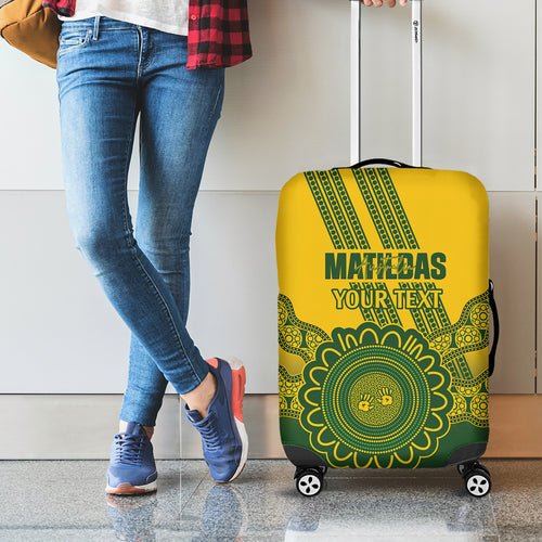 Custom Australia Matildas Luggage Cover Aussie Aboriginal Gold Version