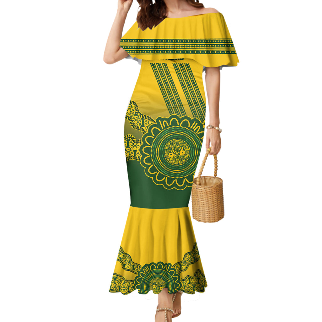 Custom Australia Matildas Mermaid Dress Aussie Aboriginal Gold Version