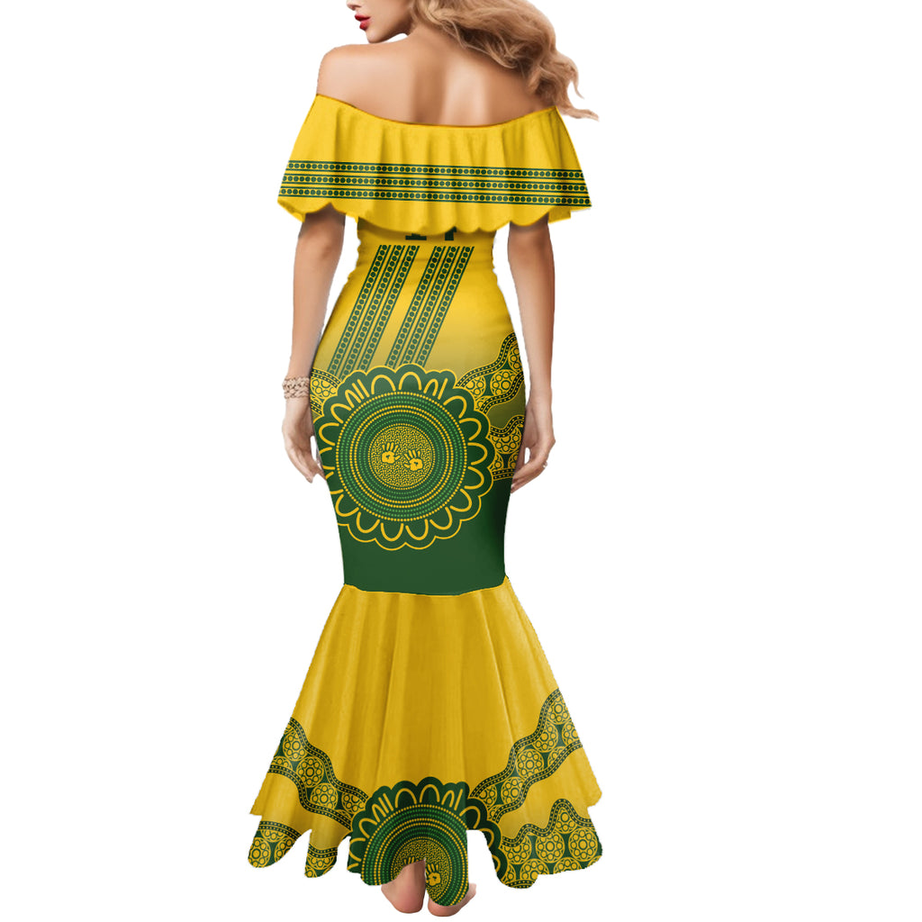 Custom Australia Matildas Mermaid Dress Aussie Aboriginal Gold Version