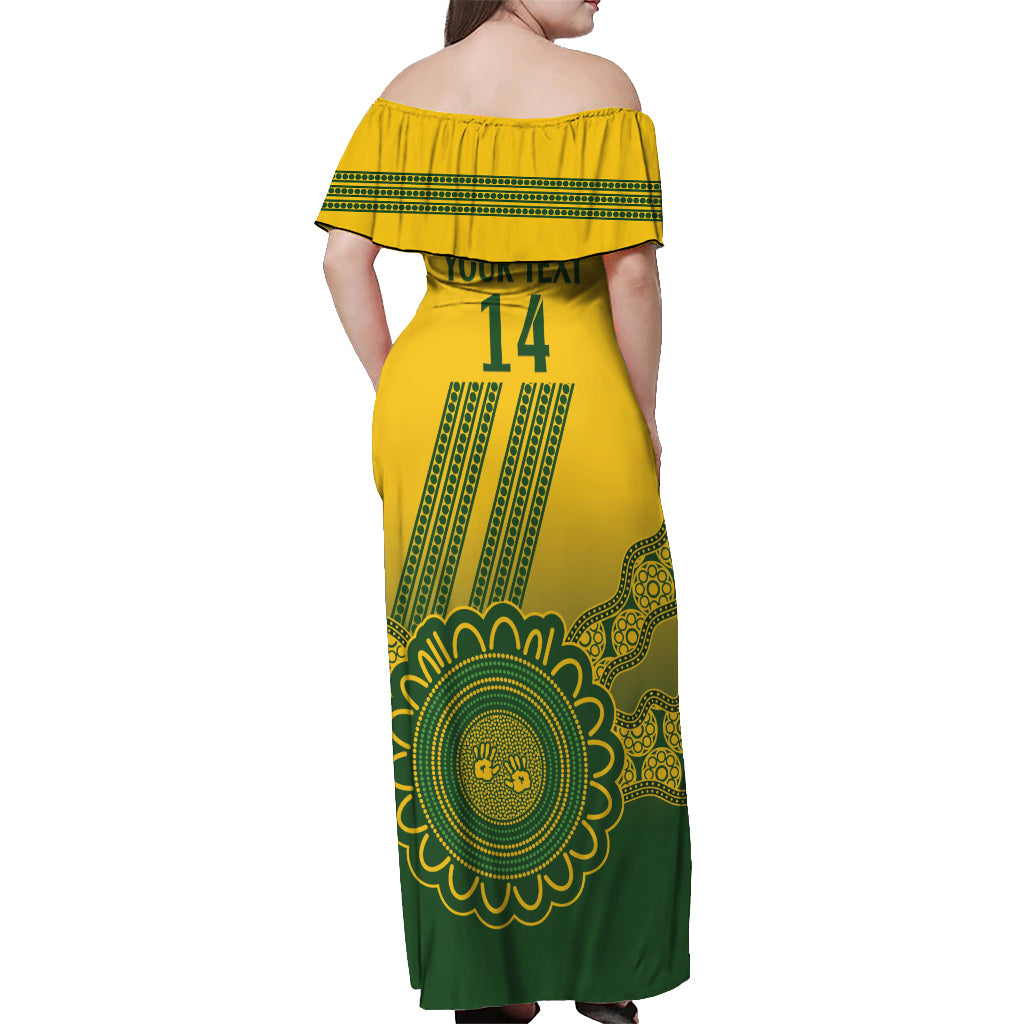 Custom Australia Matildas Off Shoulder Maxi Dress Aussie Aboriginal Gold Version
