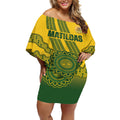 Custom Australia Matildas Off Shoulder Short Dress Aussie Aboriginal Gold Version