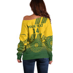Custom Australia Matildas Off Shoulder Sweater Aussie Aboriginal Gold Version