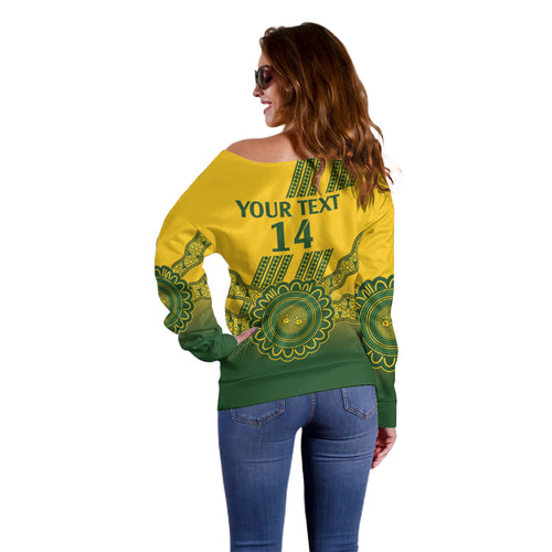 Custom Australia Matildas Off Shoulder Sweater Aussie Aboriginal Gold Version