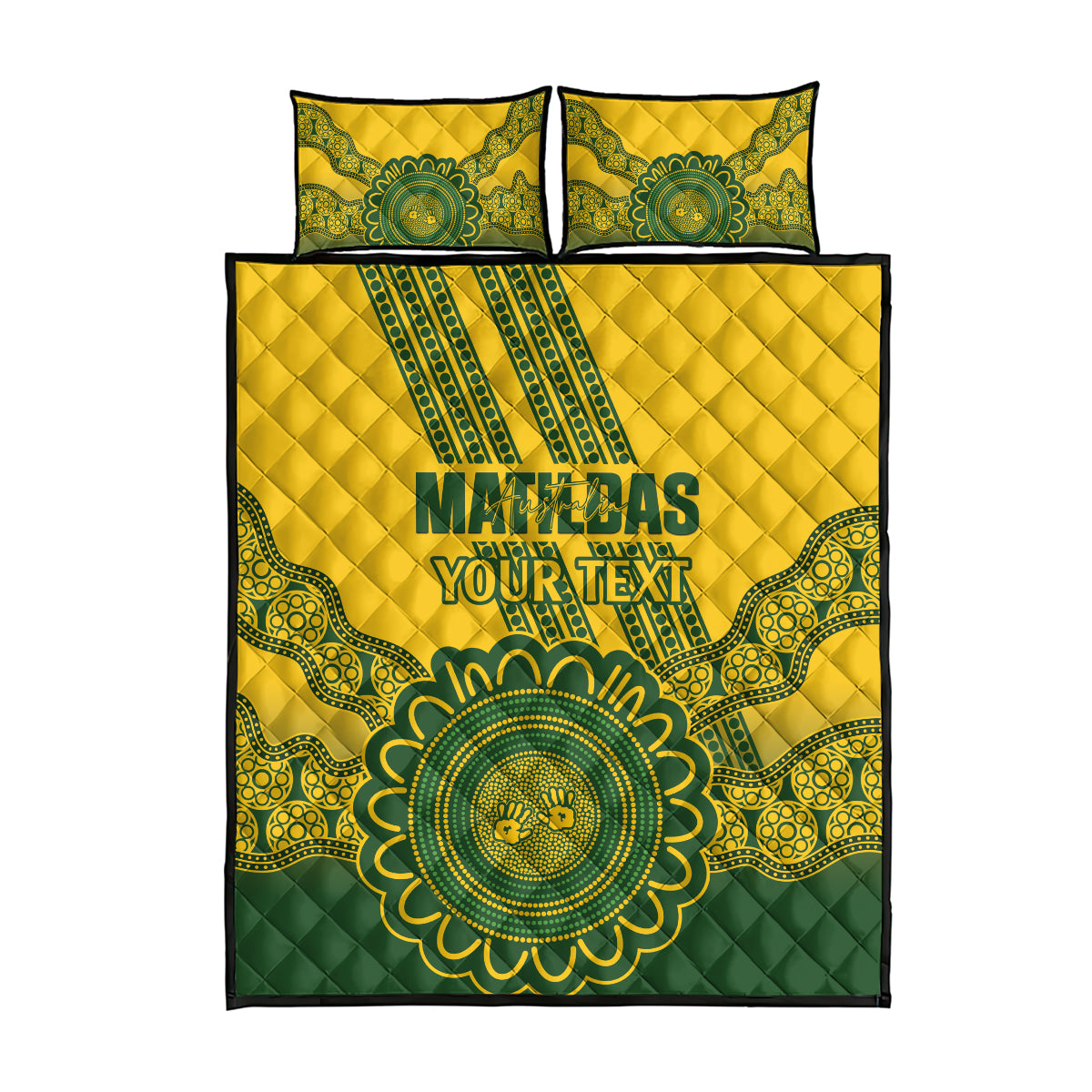 Custom Australia Matildas Quilt Bed Set Aussie Aboriginal Gold Version