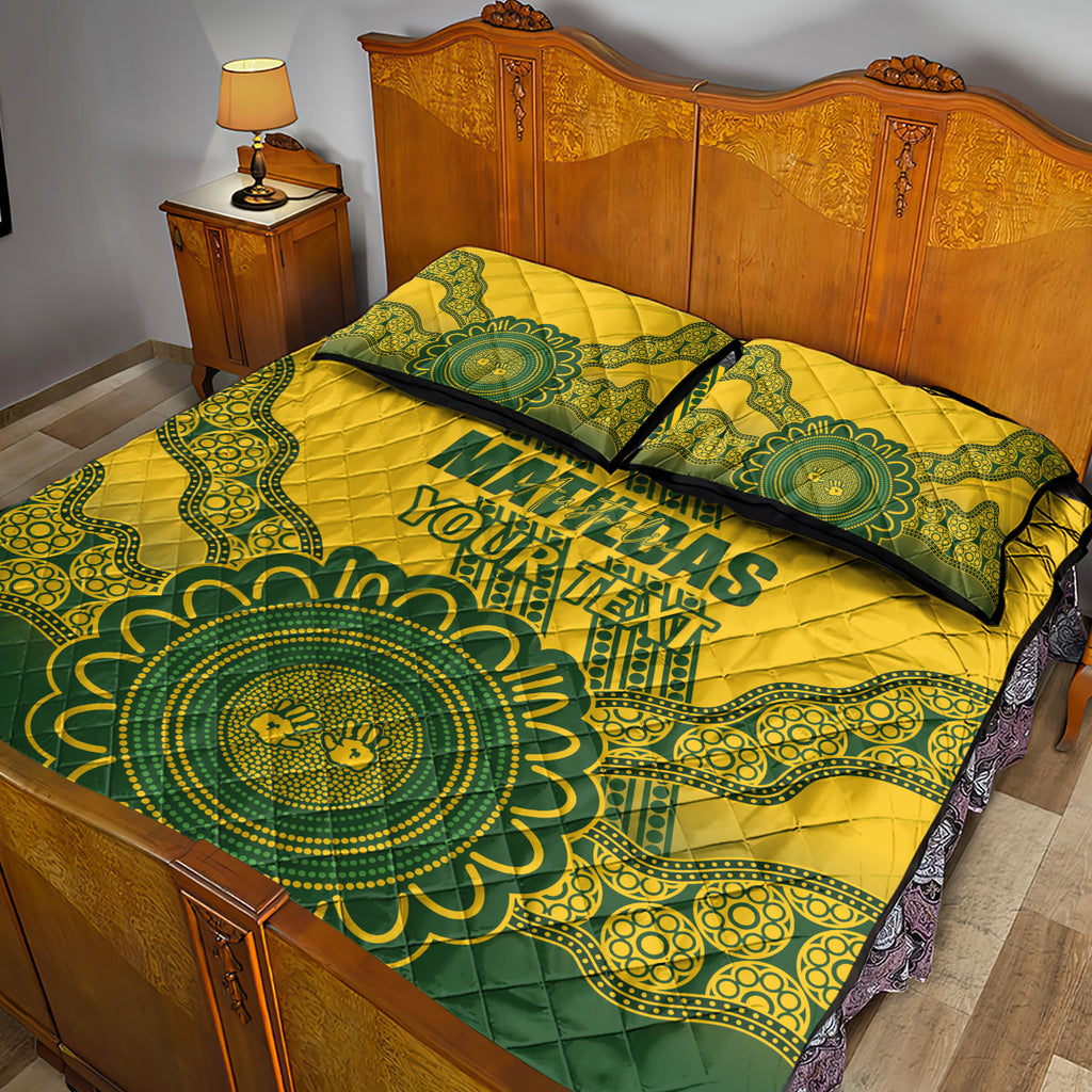 Custom Australia Matildas Quilt Bed Set Aussie Aboriginal Gold Version