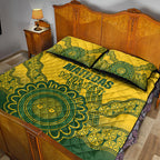 Custom Australia Matildas Quilt Bed Set Aussie Aboriginal Gold Version